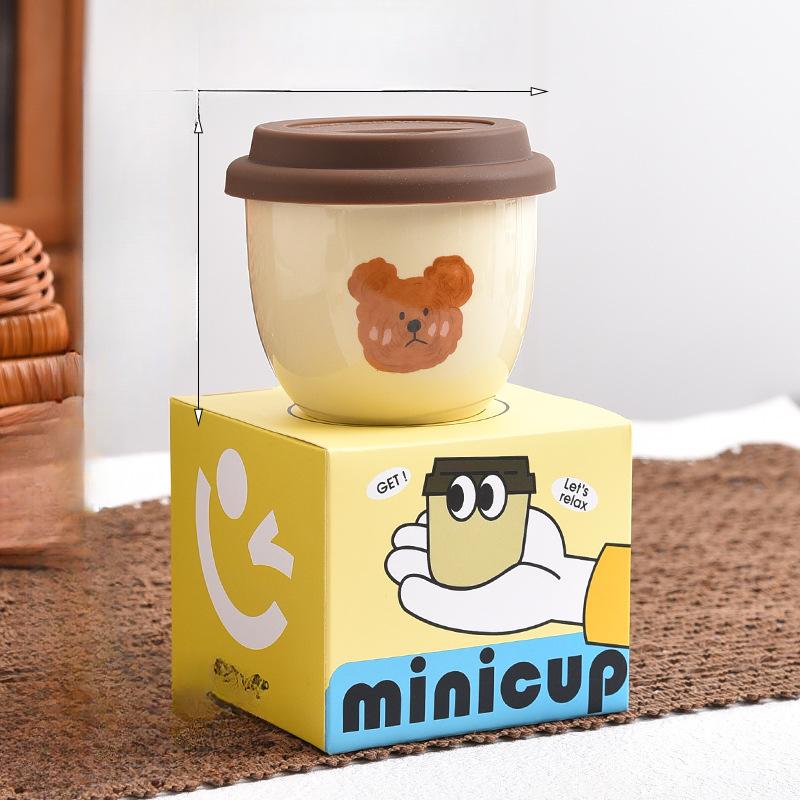 

Creamy Bear Ceramic Hand Cup Coffee Cup with Lid Small Cup New Style Female Bestie Couple Hand Warmer Cup 245ml