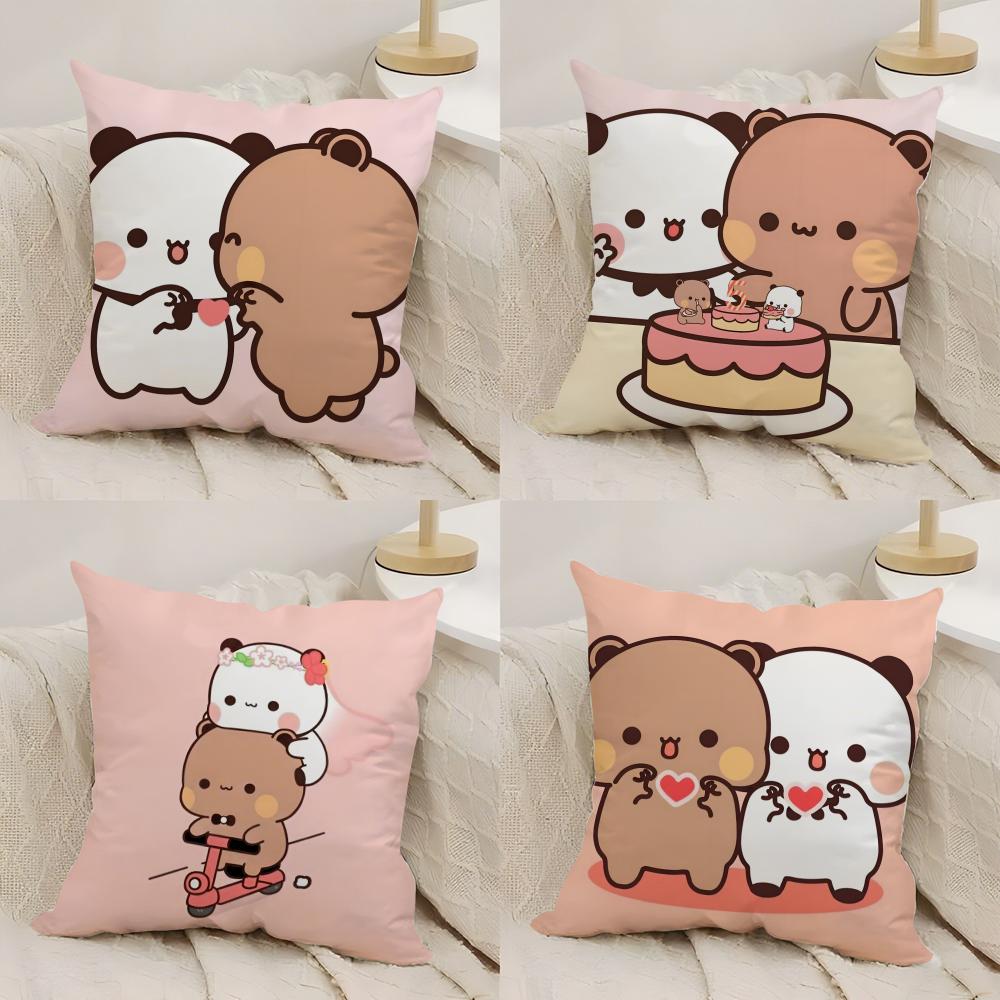 Panda B-Bubu D-Dudu Cushion Cover Silky Short Plush Double-Sided Printed Pillow Case For Sofa All Seasons Home Decor Gift