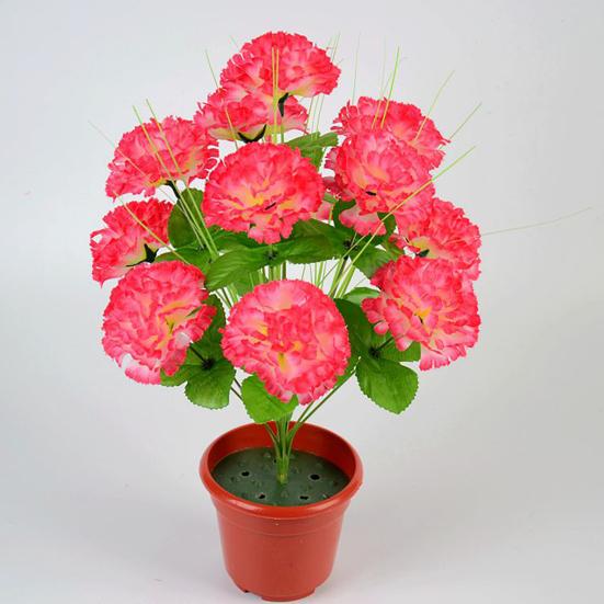 2Pcs Artificial Carnation Realistic 12 Head Fake Silk Flower Wedding Party Indoor Outdoor