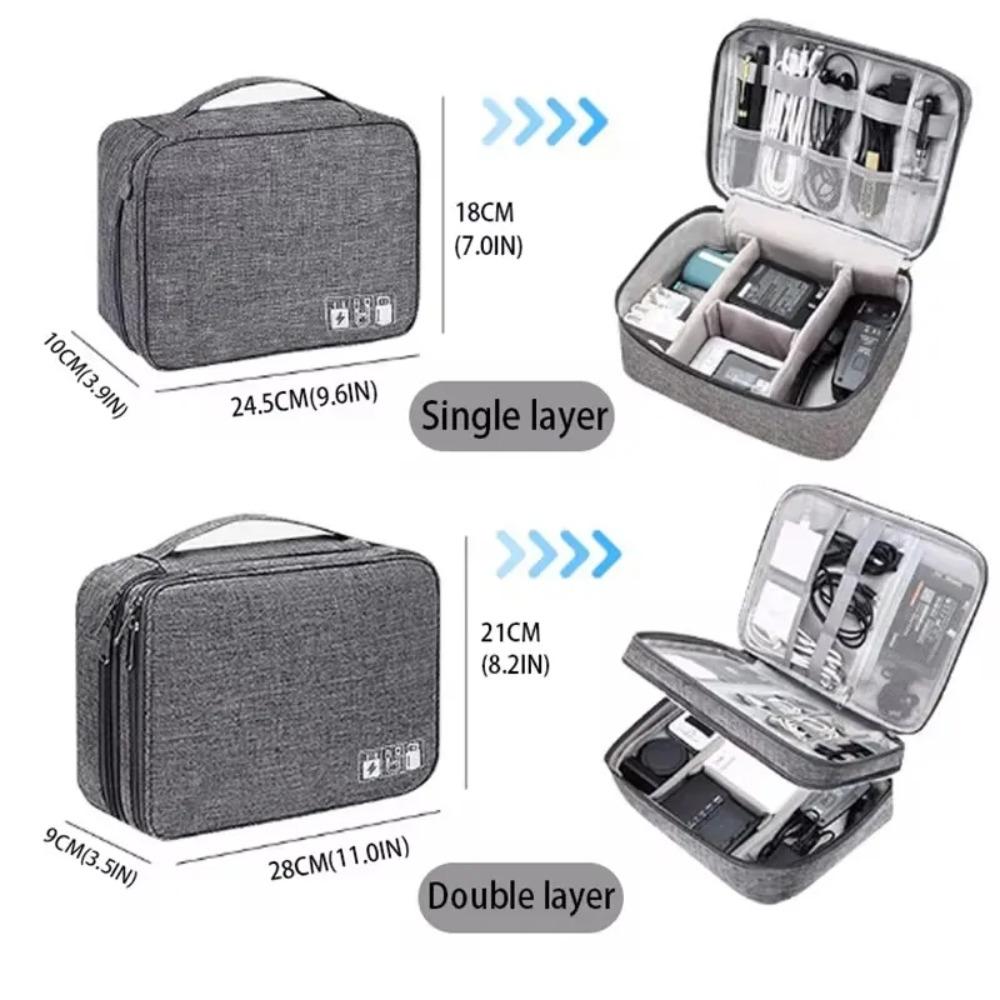 Travel Cable Accessories Bag Waterproof Double Layer Electronics Organizer Portable Storage Case for Cable, Cord, Charger, Phone, Adapter, Power Bank