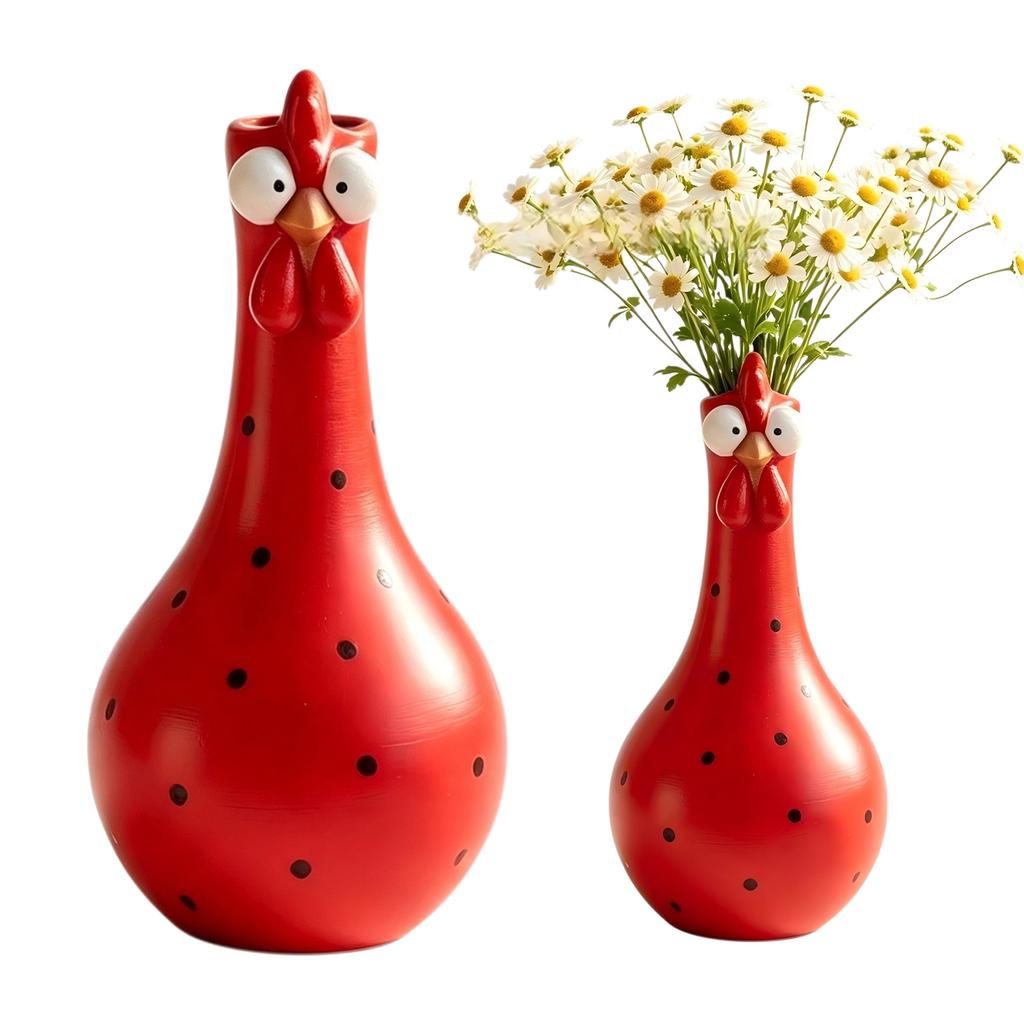Decorative Long Neck Chicken Vase Resin Figurine Home Office Desk Sculpture Ornament