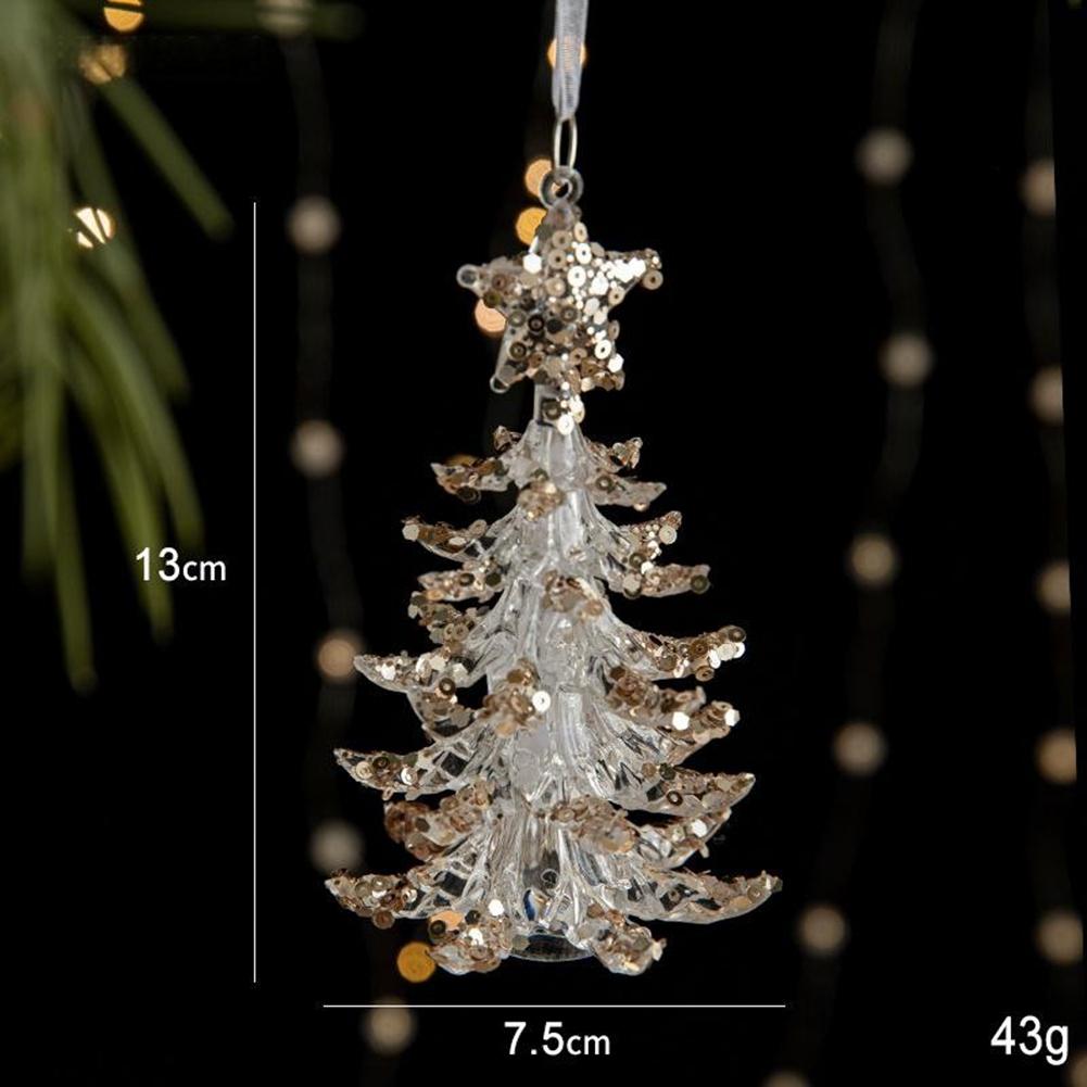 Christmas Tree Hanging Decoration Acrylic Transparent Snowflake Elk Angel Doll Bell Pendant New Year Party Home Decor Kids Toy