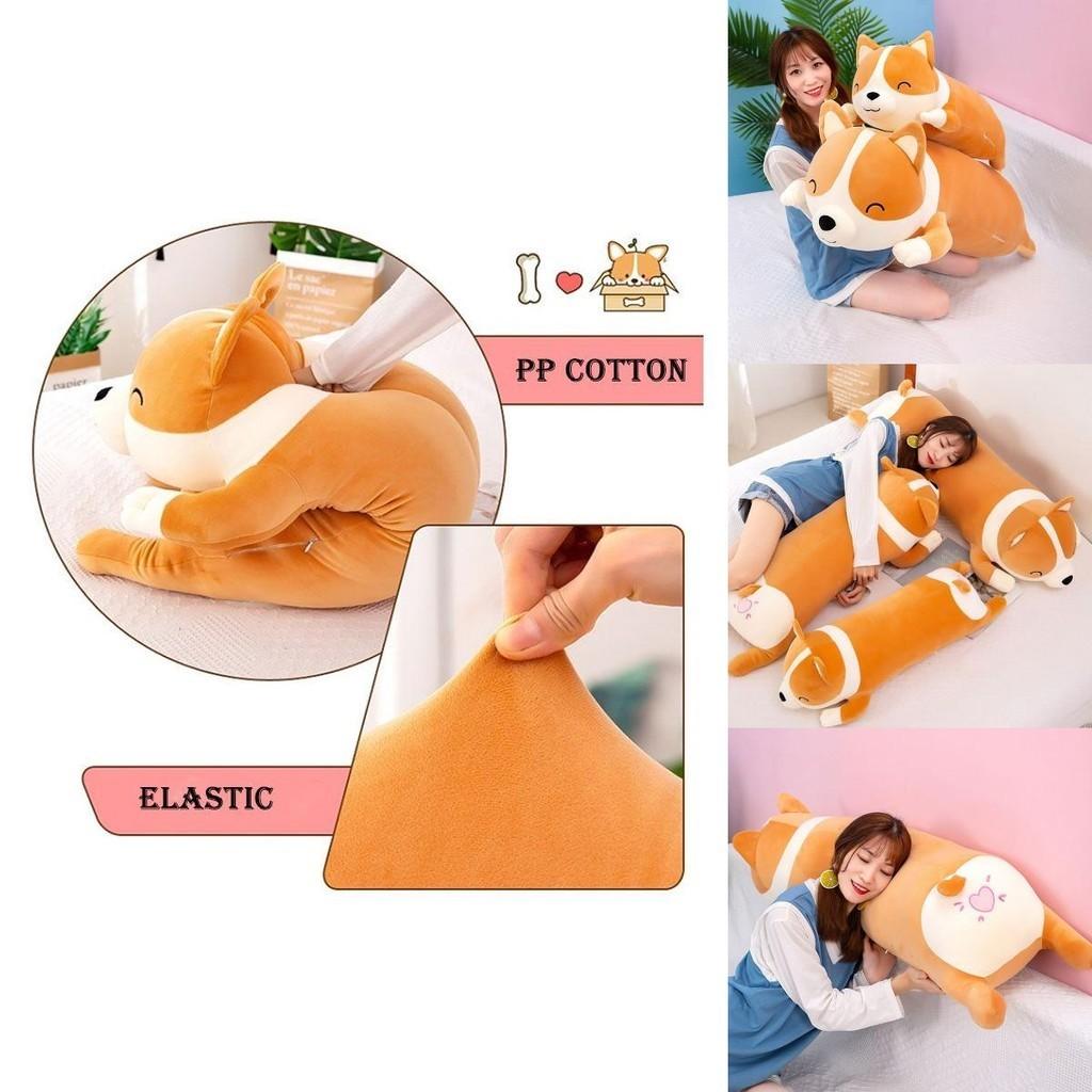 Long Corgi Plush Toys Throw Pillow Cushion Soft Stuffed Animal Doll For Xmas Birthday Gift