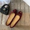 Grape mother has the same temperament, round head square buckle, shallow mouth suede, versatile flat-soled single shoes, lazy person with one foot, M