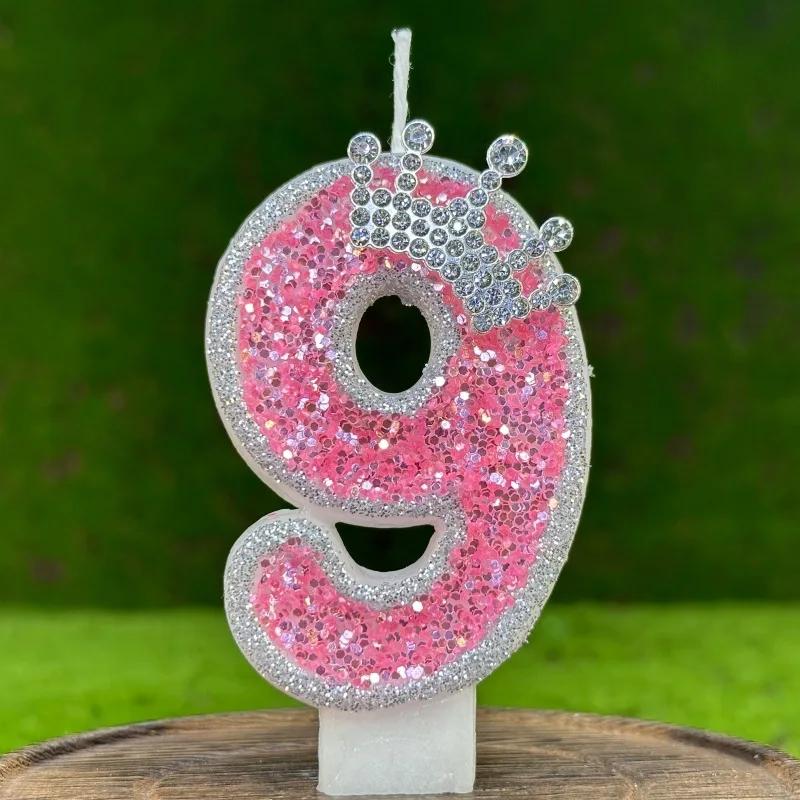 Pink Number Mini Candle Birthday Girls Party Supplies Elegant Decorative Candles Decoration For Beauty Salons Candle 4 Years
