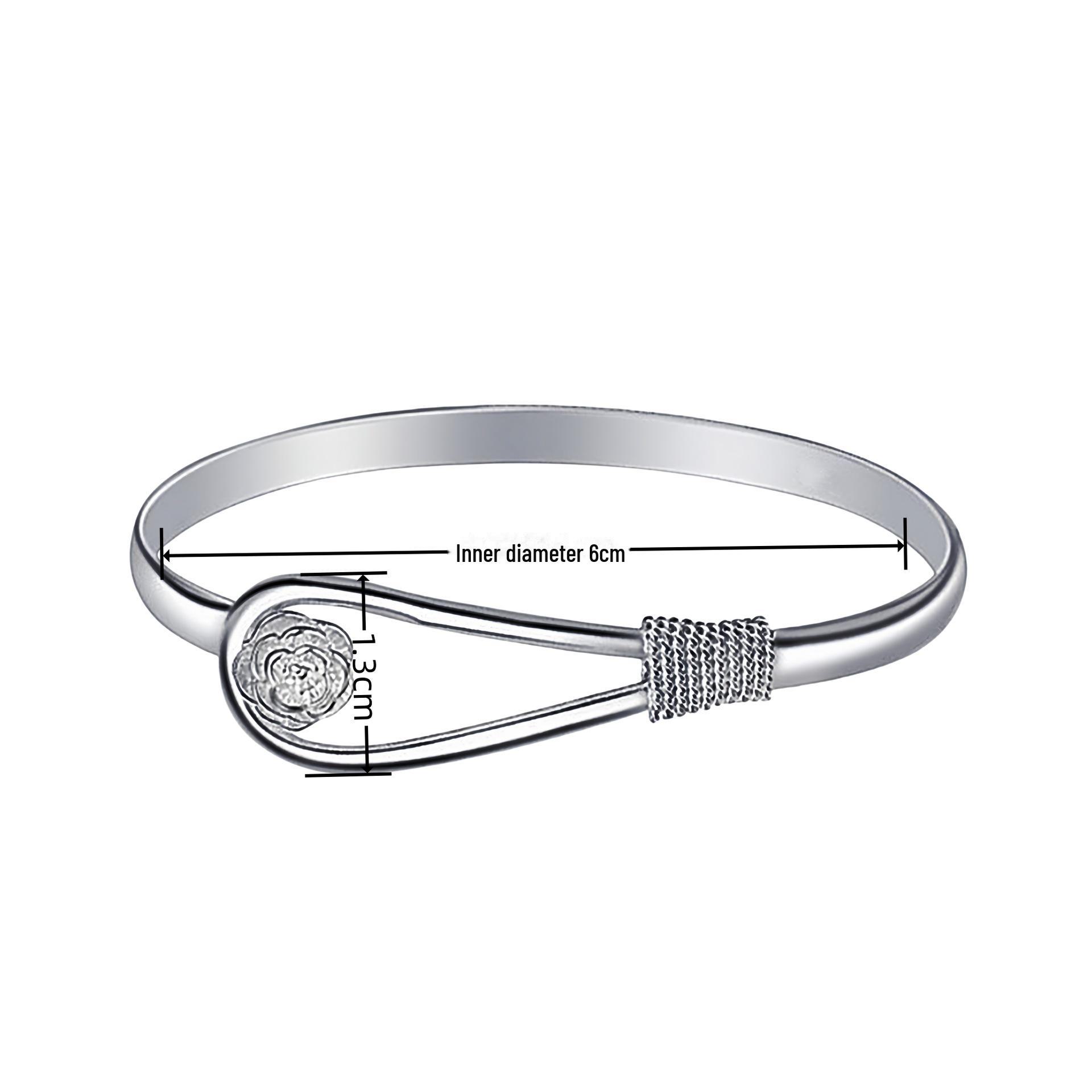 

Корейский браслет с цветком вишни - романтическое женское украшение на руку Sakura bracelet [silver plated] серебряный