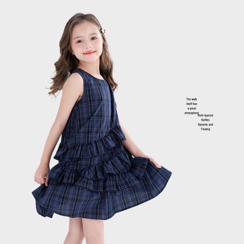 Girl's Plaid Ruffle Sleeveless Dress