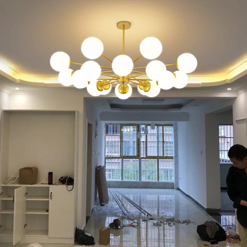 Nordic Luxury Chandelier Living Room Lighting Glass LED Ceiling Modern Design Dining Room Bedroom Kitchen Home Decoration