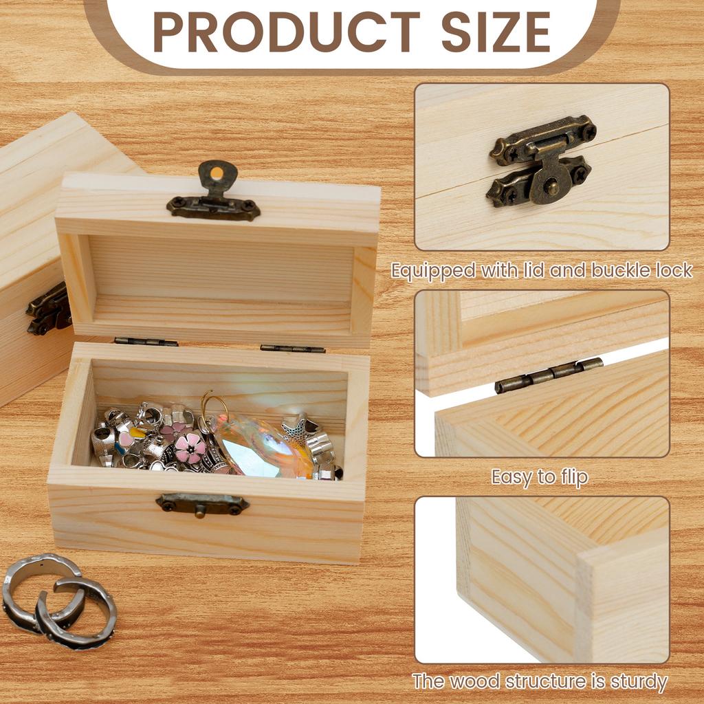 10Pcs Wooden Storage Box DIY Painting Jewelry Storage Boxes with Lid Lock Mini Organizer Boxes for Jewelry Souvenirs Small Items