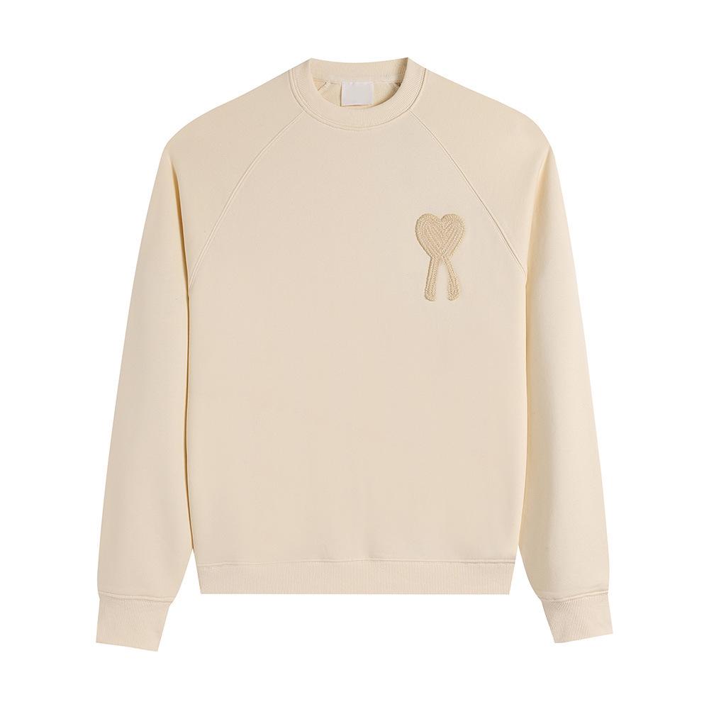 Sweat à capuche au crochet pour automne-hiver, unisexe, avec broderie en forme de cœur, manches longues, col rond.