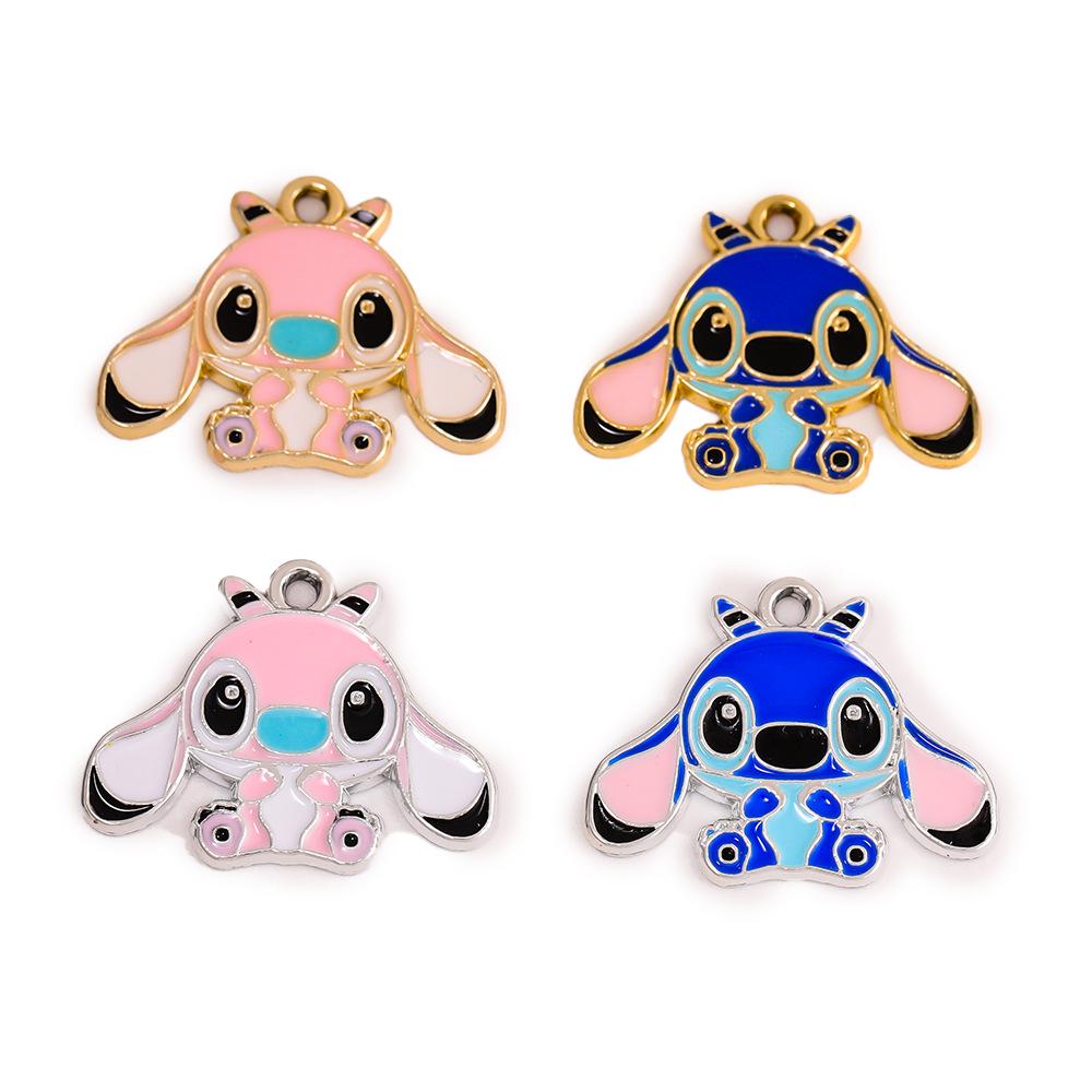 Přívěsek Stitch Kreslený Kapkový Olej Slitinové Šperky Doplňky pro DIY Náramky, Oblečení a Klíčenky