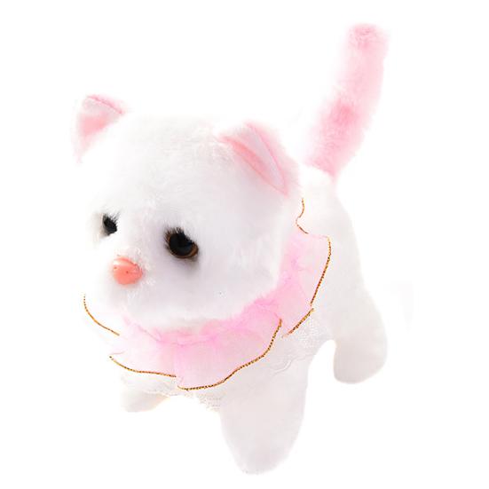 

Electric Plush Cat Toy Interactive Walking Tail Wagging Nodding Meowing Kitten Toy Handmade Toddlers Educational Simulation Stuffed Animal Toy рожевий
