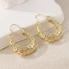 Elegant  Hollowed Hand Carved Hoop Earrings for Women's Vintage Golden Plated Festival Vacation Jewelry Accessories Gifts