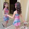 2024 New Cartoon Girls' One-Piece Swimsuit with Skirt for Children