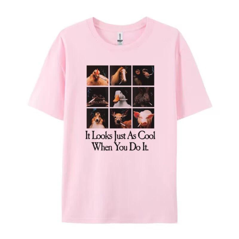 Animal Smoking Printed Women Funny Meme TShirts Anti Smoking Sarcastic Tee Shirt Summer Trending Graphic Tees Unisex Clothing