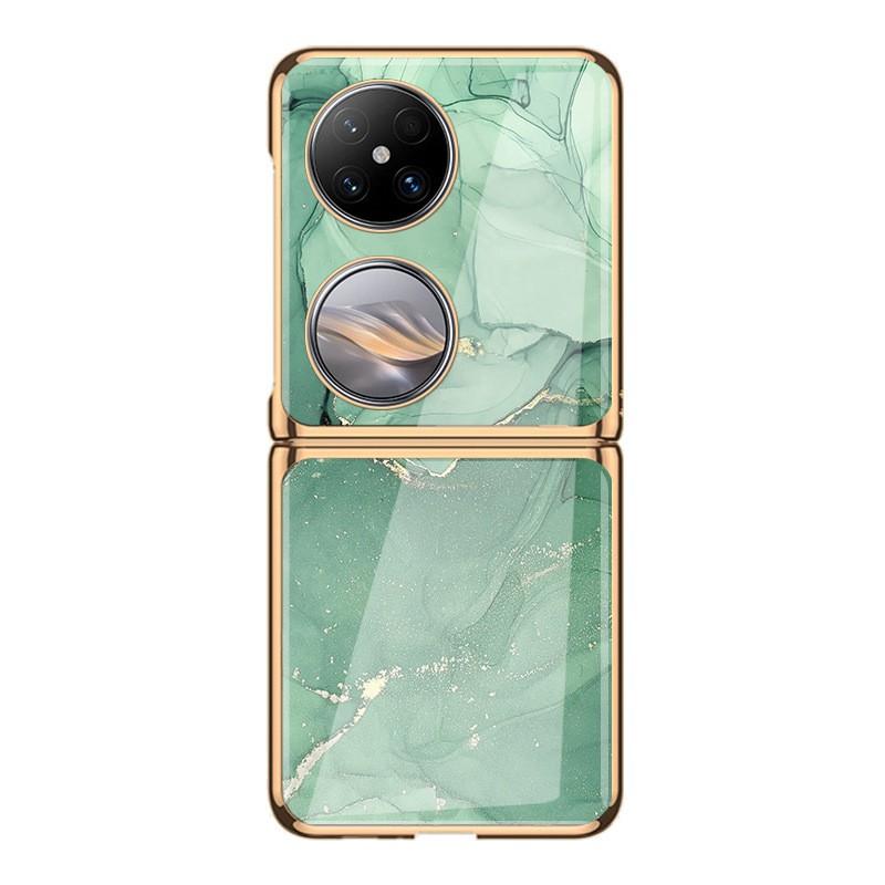 Premium Electroplated Glass Phone Case Pocket 2 With Marble Crack Design Hard Shell Cover