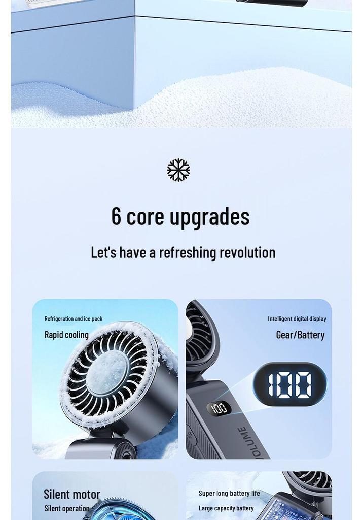 Genuine Handheld Semiconductor Cooling Fan with Ice Pack for Home, Office, and Outdoor Use - Foldable Design