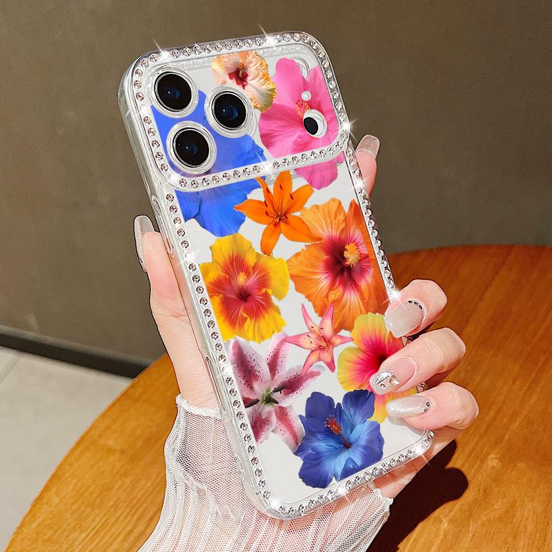 Bling Diamond Oil Painting Soft Silicone Case For iPhone 16e 16 15 14 13 17 Pro Max 13 15 Pro 17 Shockproof TPU Phone Cover