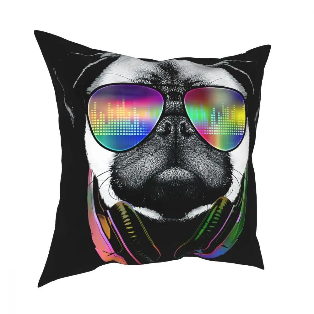 Music Love Pug Funny Dog Square Pillow Case Throw Pillow Creative Pillowcover Home Decor