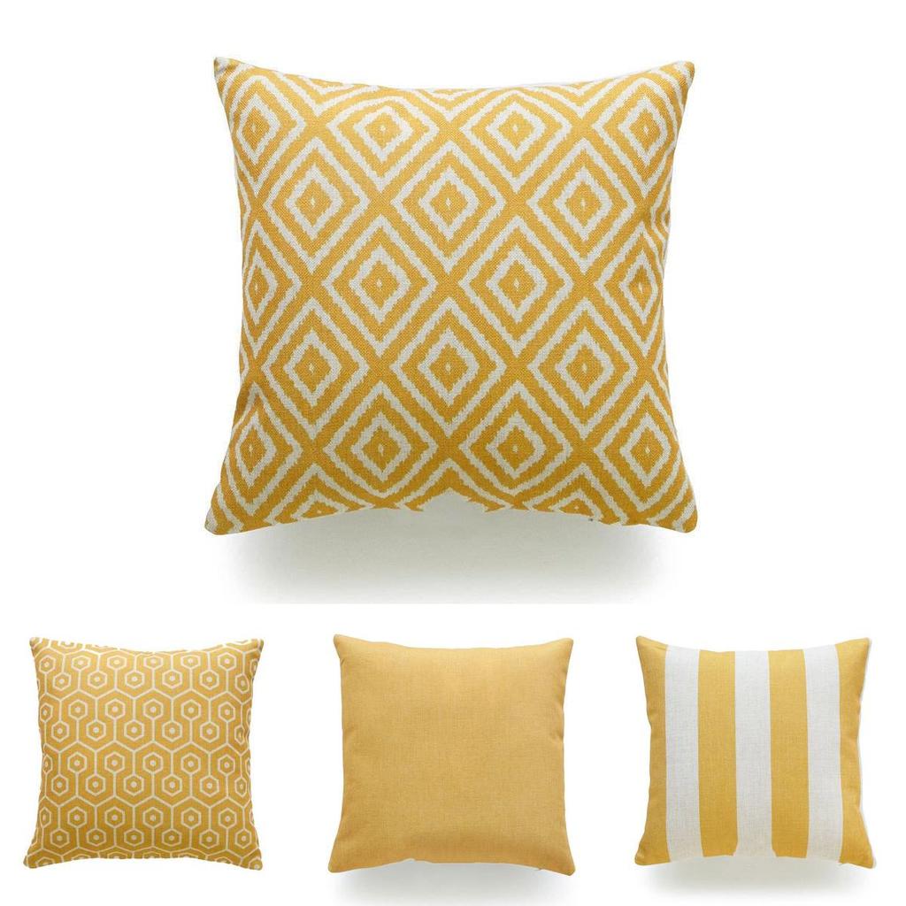 Luxurious Mustard Yellow Geometric Pillow Case For Fall And Autumn Decor
