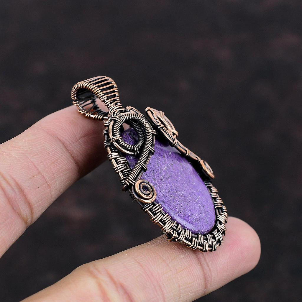 Pendentif Purpurite Fil de Cuivre Enroulé Bijou Pierre Précieuse Pendentif de Créateur Pendentif Enroulé Fil Pendentif Fait Main Cadeau Pour Femmes Pendentif Cuivre