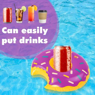 Cartoon Donuts Cup Cushion Multicolor Water Inflatable Coasters Portable Inflatable Circle Coasters for Holiday Birthday Party