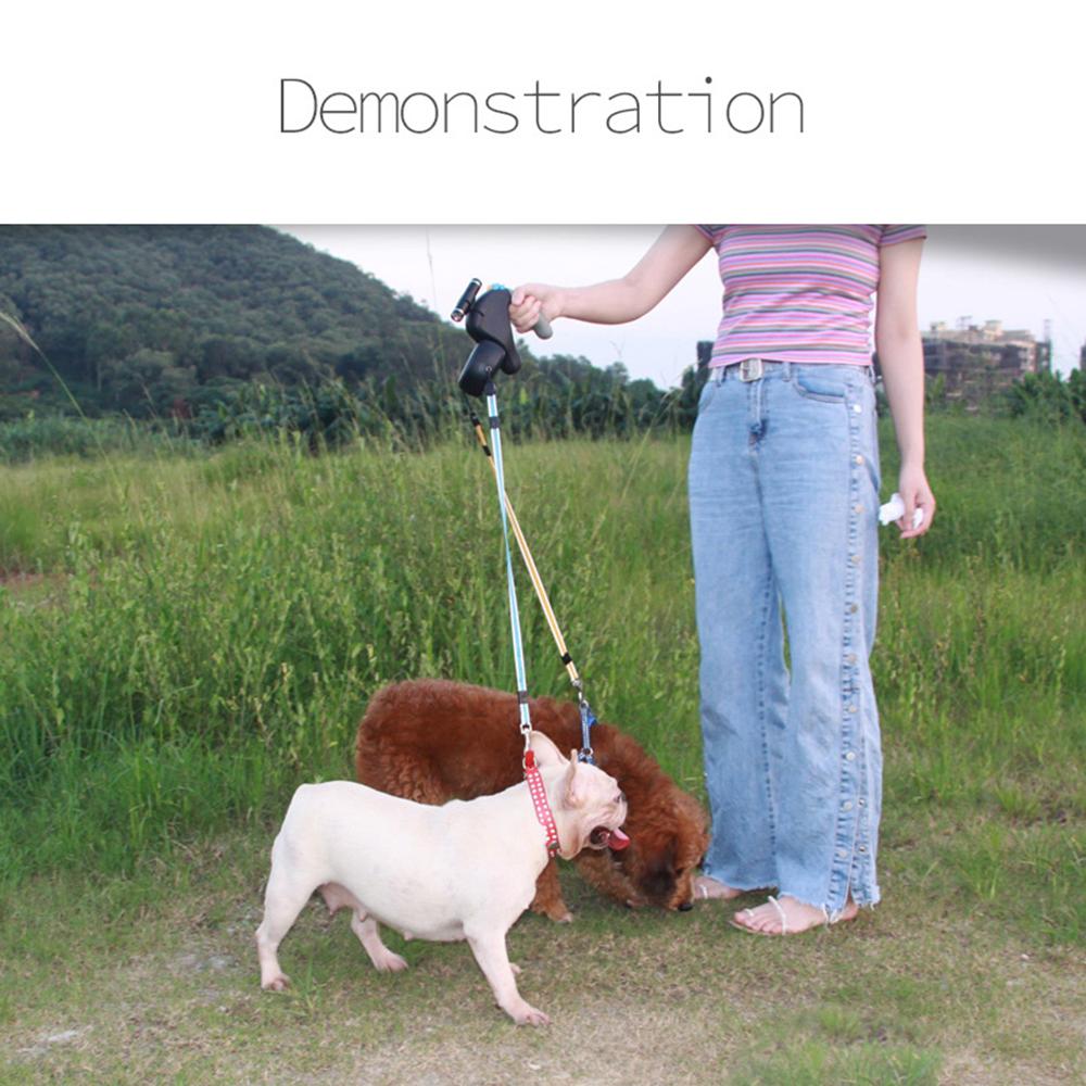 Pet Traction Rope Belt for 2 Dogs Walking Dual Dog Rope Leash Adjustable Retractable Rotation Pet Rope with Light Double