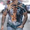 Animal Tiger T-shirt 3D Printed T Shirts Men Fashion Casual Streetwear T-shirt Short-sleeved Loose Oversized Top Tee Clothing