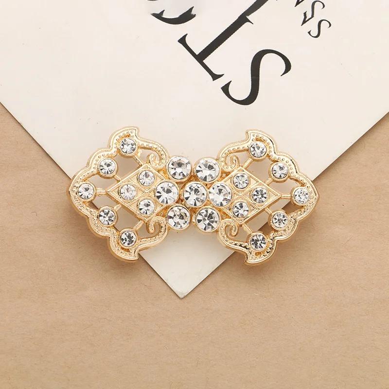 1 Pair Connectors Clasps Rhinestone Buckle Metal Button Waist Extender Hooks Eyes Clasps Fastener for Clothes