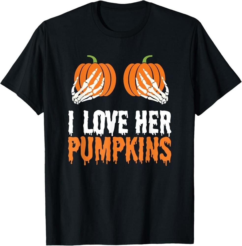 I Love His Broomstick I Love Her Pumpkins Halloween Couples T-Shirt Unisex T-Shirt XXL