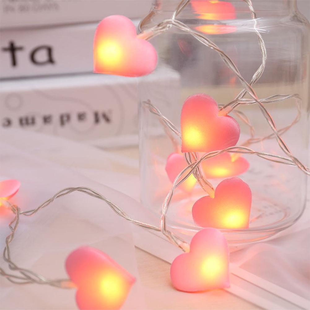 LED Colorful Heart String Lights Romantic Heart Lamp Valentine's Day Party Room Decorations Wedding Decorations