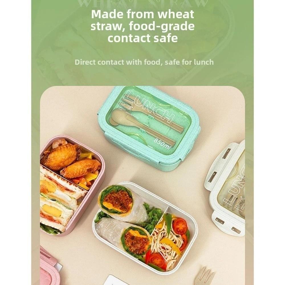 Portable Compartment Lunch Container Leakproof Wheat Straw Food Container for Kitchen
