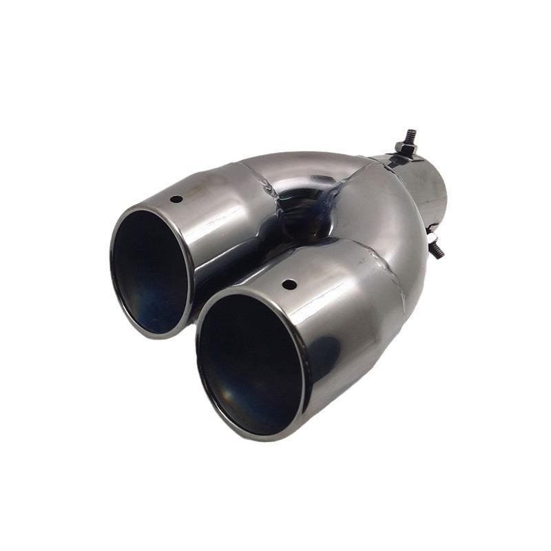 CHR17-20 IZOA & Fureisi Dual Outlet Titanium Black Bent Exhaust Tailpipe, 6.3CM Diameter Stainless Steel.