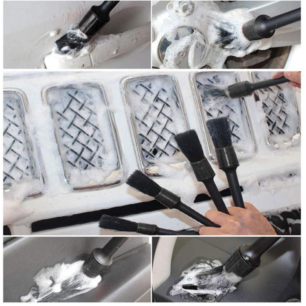 Set de perii pentru detaliu mașină Perii pentru curățarea mașinii pentru roți de mașină Orificii de aerisire Perie pentru detalii auto Kit de curățare auto pentru mașini