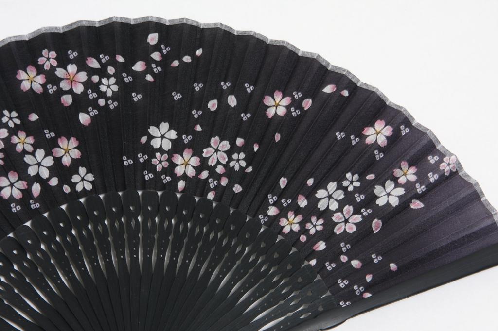 Hasegawa Silk Fan with Fan Pouch and Box Blossom Women's (Cherry Black)