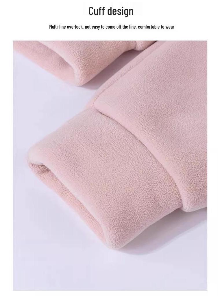 Women's Pink Lambswool Fleece Jacket: Windproof, Thick Velvet Liner, Warm Winter Outerwear