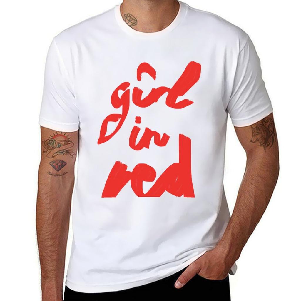 Girl In Red Brush Logo Tshirt Soft Touch Basic Cotton Tshirt