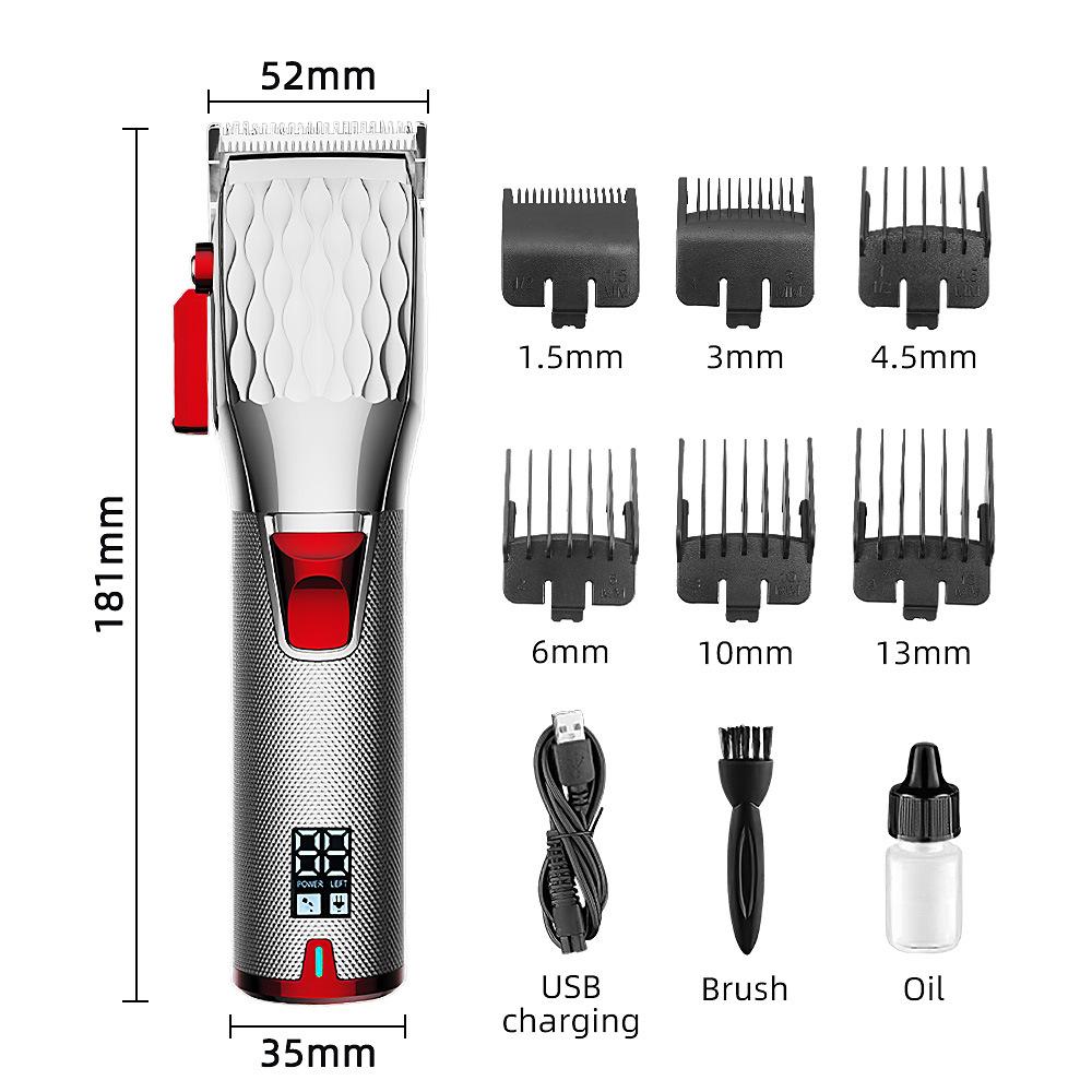 Multifunctional Digital Display Electric Hair Clipper: Barber-Grade Metal Oil Head Trimmer