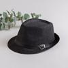 Custom Logo Silk Screen Printed Flax Fedora Hat Unisex Adjustable British Vintage Jazz Cap Beach Travel Sun Hat OEM