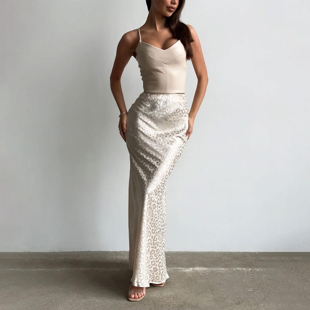 

Женские длинные юбки длиной до щиколотки с леопардовым принтом и высокой талией S бежевый