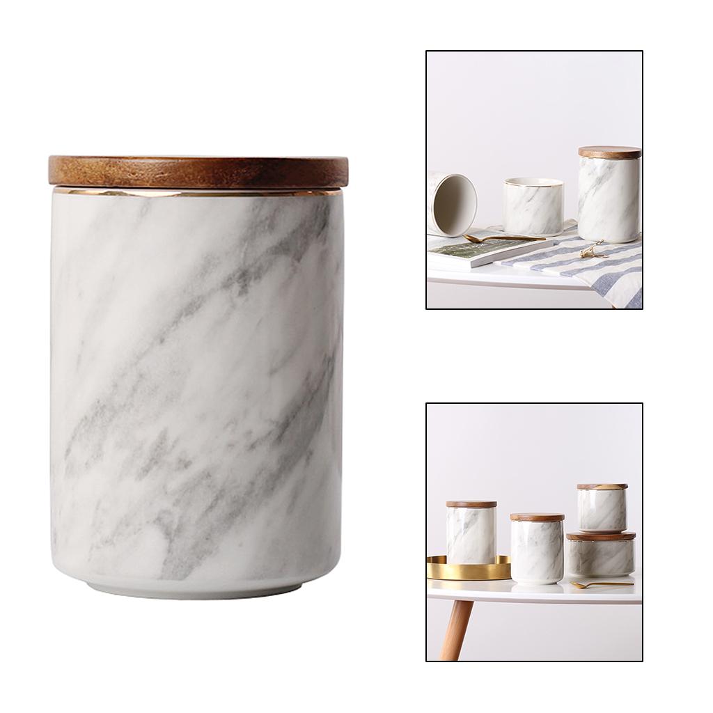 Nordic Marbling Sealed Jar with Lid Ceramic Storage Box Coffee Scented Tea Ornaments -