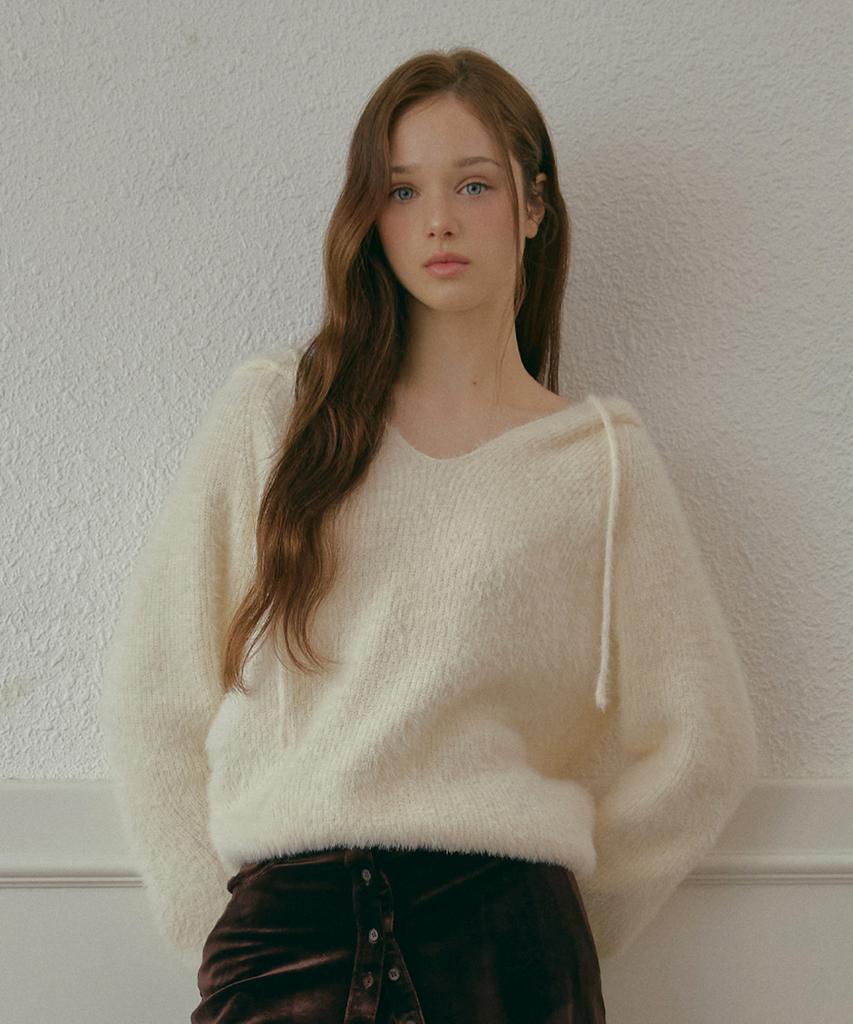 ODER Hairy Hooded Pullover - Ivory
