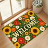 1pc, 2D Flat Printing, American Retro Floral Welcome Entrance Door Mat, Non-Slip Machine Washable Easy Clean Polyester Carpet, Suitable for Home And O