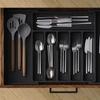 Silverware Drawer Organizer Expandable Utensil Tray For Kitchen Adjustable Flatware And Cutlery Holder Black Cutlery Organiser