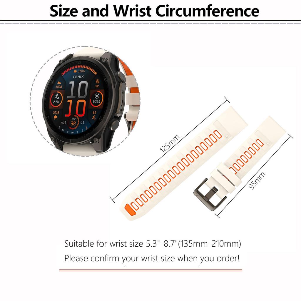KALEBOL QuickFit 22mm Watch Strap for Garmin Fenix 7 Pro/7/6 Pro Dual Color Silicone Wrist Band