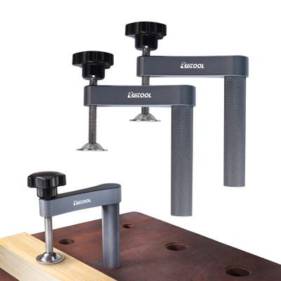 3/4" (19 mm) Fast hundhålsklämma, justerbar MFT-bord Fästklämma i rostfritt stål för träbearbetningsverktyg - 2-pack