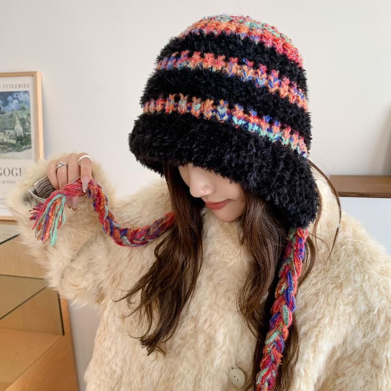 Winter Plush Hat Women's Cold and Warm Ear Protection Hat Cute Knitted Wool