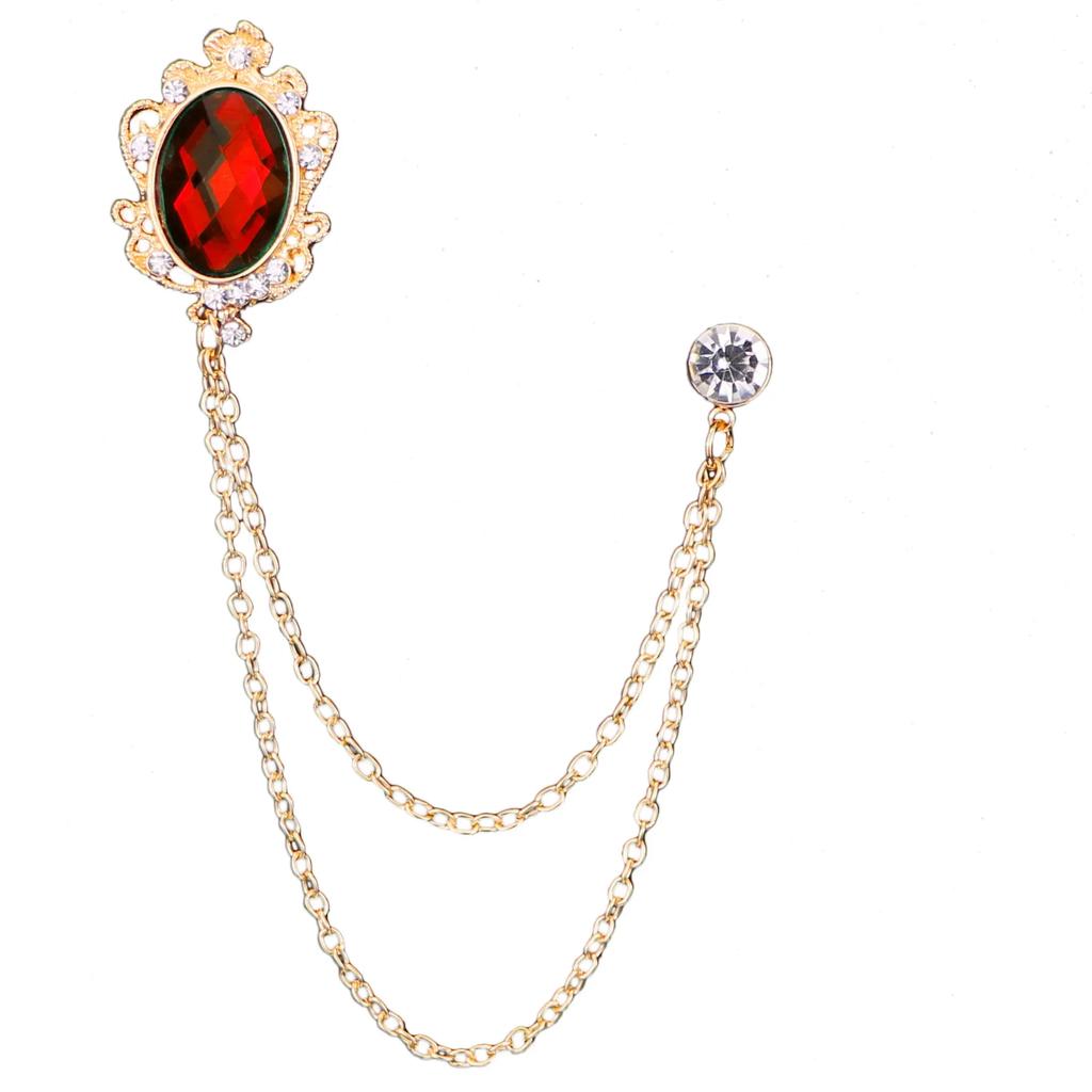 i-Remiel Fashion New Crystal Tassel Chain Brooches Personality Suit Badge Dress Corsage Brooch Jewelry Luxury Men Accessories