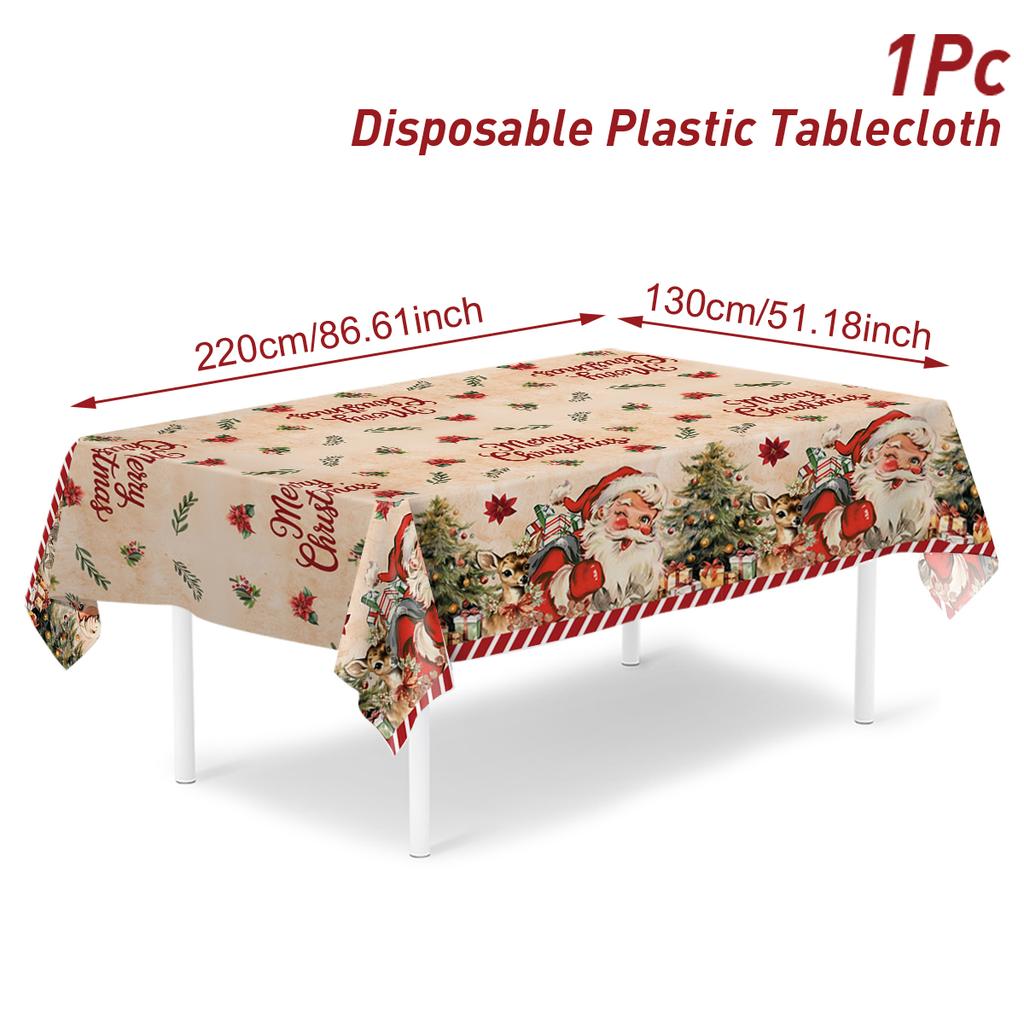 Christmas Snowflake Plastic Tablecloth Merry Christmas Decorations for Home 2025 Navidad Natal Xmas Table Ornament New Year 2026