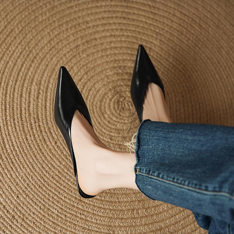 Fashion Shoes Big Size Cover Toe Mules For Women 2025 Ladies' Slippers Loafers Pointed Retro Slides Pointed Toe Loafers Shoes Big Size M